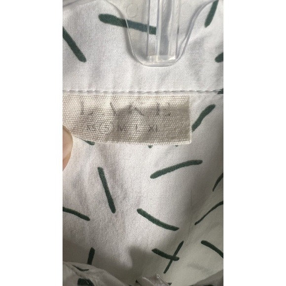 Lake Sz Small White & Green Squiggles Button Up Collared Pyjama Top - Picture 4 of 7